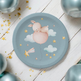 Wat Bunny Balloon & Shooting Star Baby shower Papieren Bordje