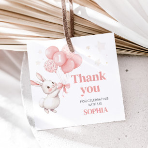 Wat Bunny Balloon Verjaardag Party Square Bedankjes Labels