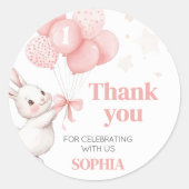 Wat Bunny Balloon Verjaardagsfeestje Ronde Sticker (Voorkant)