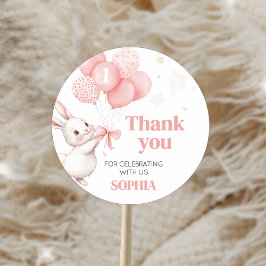 Wat Bunny Balloon Verjaardagsfeestje Ronde Sticker