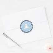 Wat Bunny blauw gingham baby shower Ronde Sticker (Envelop)
