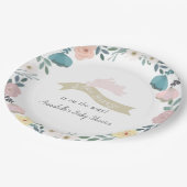 Wat Bunny Bloementuin Meisje Wit Baby shower Papieren Bordje (Gekanteld)