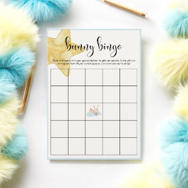Wat Bunny Blue Starry Baby shower Bingo spel Informatiekaartje