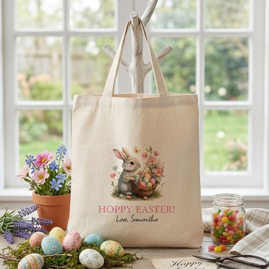 Wat Bunny Easter Wildflower Hoppy Easter Tote Bag