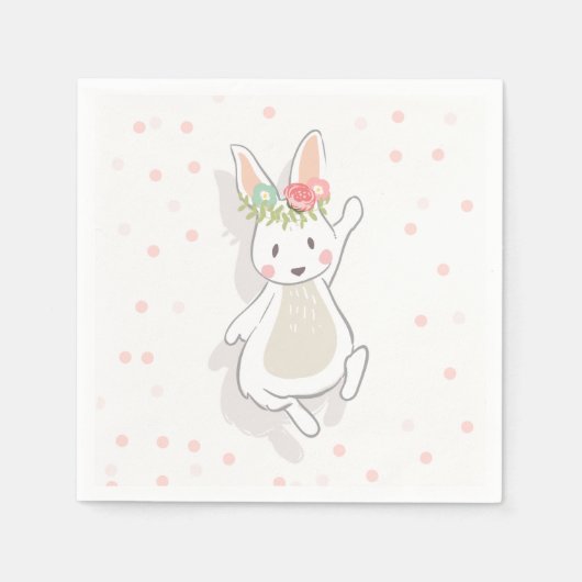 Wat Bunny Paper servet Eerste Roze Meisje Pasen (Voorkant)