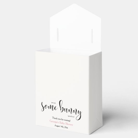 Wat Bunny Pink Bow Balloon Bunny Baby shower Bedankdoosjes (Geopend)