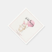 Wat Bunny Pink Bow Balloon Bunny Baby shower Servet (Hoek)