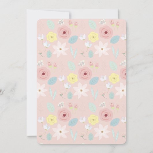 Wat Bunny Pink Floral Butterfly Baby shower Kaart (Achterkant)