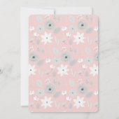 Wat Bunny Pink Grey Floral Butterfly Baby shower Kaart (Achterkant)
