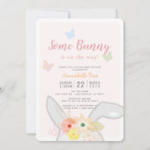 Wat Bunny Pink Grey Floral Butterfly Baby shower Kaart (Voorkant)