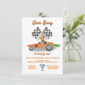 Wat bunny race auto Pasen lente verjaardag Kaart (Staand voorkant)