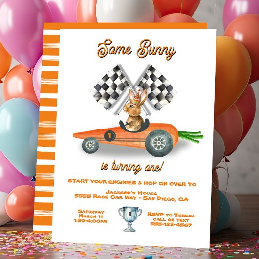 Wat bunny race auto Pasen lente verjaardag Kaart