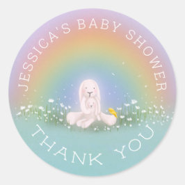 Wat Bunny Rainbow Baby shower dank je Ronde Sticker