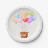 Wat Bunny Rainbow Balloon Bunch Baby shower papier Papieren Bordje (Voorkant)