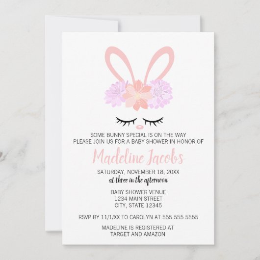 Wat Bunny Spring Baby shower Kaart (Voorkant)