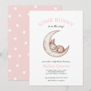 Wat Bunny Spring Paas Roze Meisje Baby shower Kaart