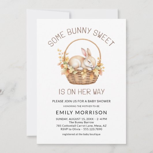 Wat Bunny Sweet Girl Alles in één Baby shower Kaart (Voorkant)