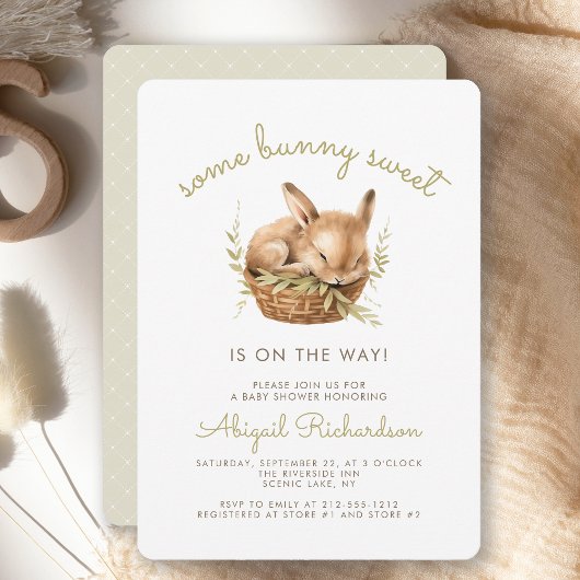 Wat Bunny Sweet Neutral Baby shower Kaart