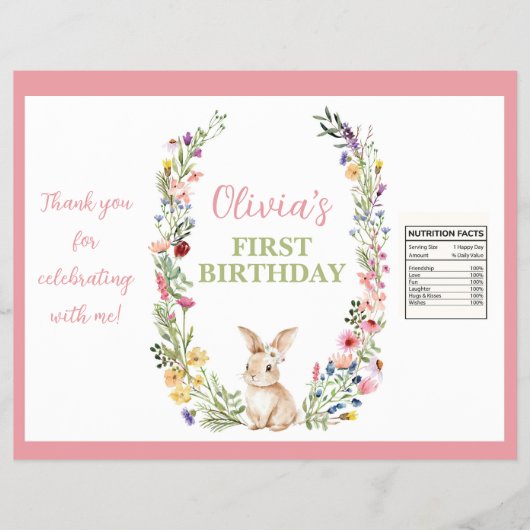 Wat Bunny Wildflower Verjaardag Chip Bag Wrapper Flyer (Voorkant)