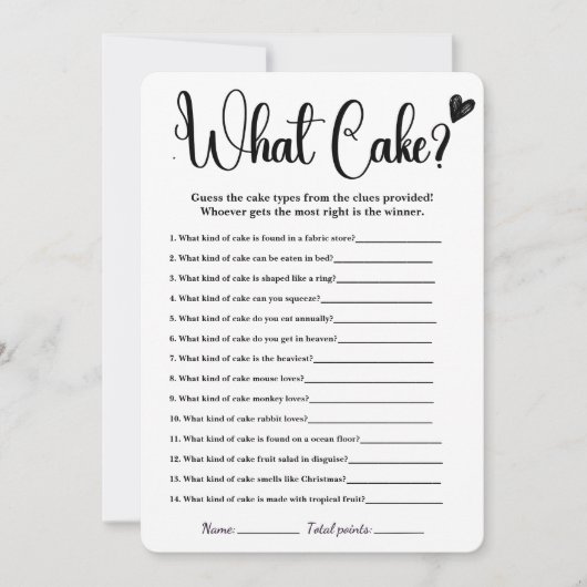 Wat Cake Vrijgezellenfeest Game Elegant Games Invi Kaart (Voorkant)