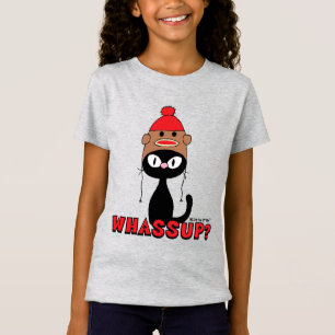 WAT? Cartoon Cat met Sock Monkey Pet Funny T-shirt