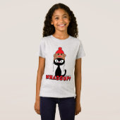 WAT? Cartoon Cat met Sock Monkey Pet Funny T-shirt (Voorkant volledig)