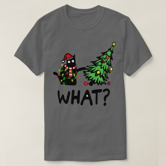 Wat Cat Pine Tree Noel Christmas T-shirt (Design voorkant)