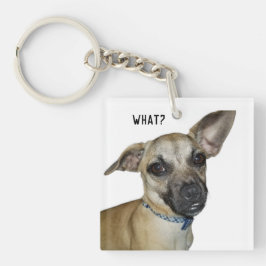 "Wat?" Chihuahua en Pug Ras Puppy Hond Sleutelhanger