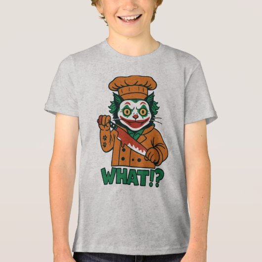 Wat!?" Clown Cat Joker-geïnspireerde Kinderen T-sh Tri-Blend Shirt (Voorkant)