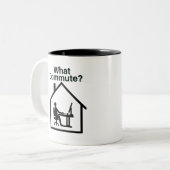 Wat commuteren? tweekleurige koffiemok (Voorkant links)