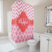 Wat Coral Red Marokkaan #5 Chevron 1IQRN Douchegordijn (In situ)