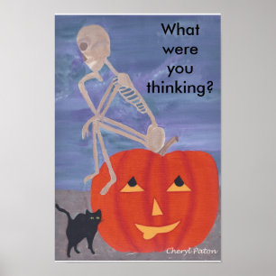 Wat dacht je skelet Halloween posters