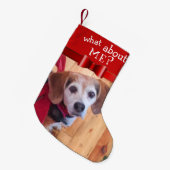 Wat dacht je van me Red Bow Pet Dog Cat Foto Funny Kleine Kerstsok (Voorkant (Hangend))