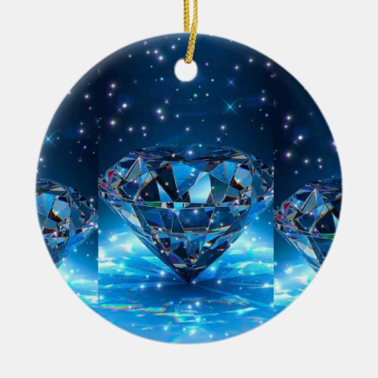 Wat dacht je van "Sapphire Brilliance: Blue Diamon Keramisch Ornament (Voorkant)