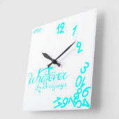 Wat dan ook, ik ben altijd te laat - wit en mint b vierkante klok (Hoek)