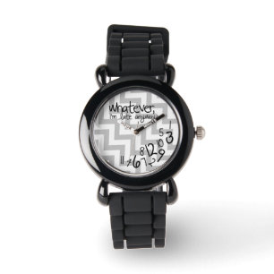 Wat dan ook, ik ben sowieso te laat - grijs & wit horloge