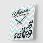 Wat dan ook, ik ben toch al laat - blauw & grijs c vierkante klok (Hoek)