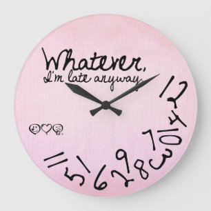 Wat dan ook, ik ben toch al laat - Pastel Pink Grote Klok