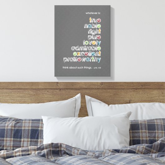 Wat dan ook: Phil 4:8 Canvas Afdruk (Insitu (Slaapkamer))