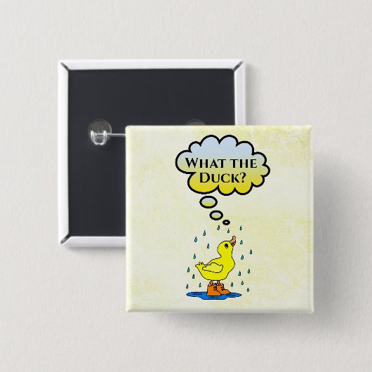 Wat de eend? Knop Vierkante Button 5,1 Cm (Voorkant /achterkant)