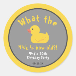 Wat de eend verjaardag Punny Yellow Ronde Sticker