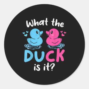 Wat de eenden is het Baby Gender Reveal Party Baby Ronde Sticker