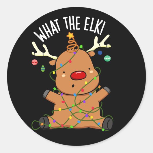 Wat De Eland Grappig Dieren Grap Dark BG Ronde Sticker (Voorkant)