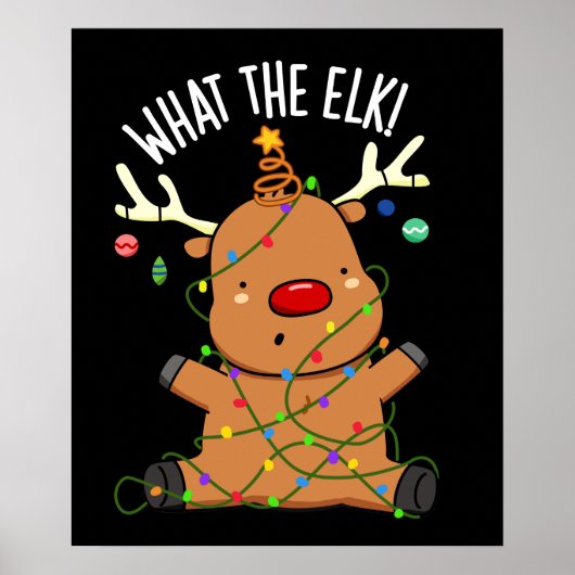 Wat De Eland Grappige Dieren Grap Donkere Achtergr Poster (Voorkant)