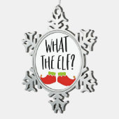 Wat de Elf Leuke Kerst Elf Kerstman Tin Sneeuwvlok Ornament (Rechts)