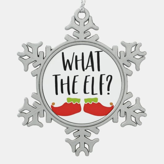 Wat de Elf Leuke Kerst Elf Kerstman Tin Sneeuwvlok Ornament (Voorkant)