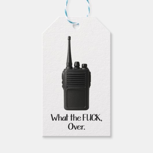 Wat de Fu*k over grappige Walkie Talkie icoon Cadeaulabel (Voorkant)