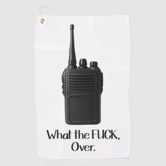 Wat de Fu*k over grappige Walkie Talkie icoon Golfhanddoek (Voorkant)