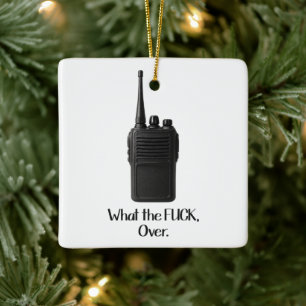 Wat de Fu*k over grappige Walkie Talkie icoon Keramisch Ornament