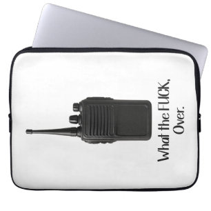 Wat de Fu*k over grappige Walkie Talkie icoon Laptop Sleeve